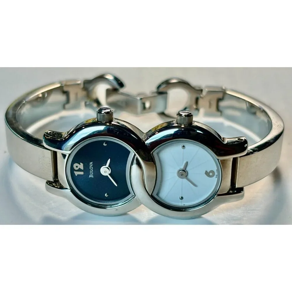 Rare Vintage Bulova Yin-Yang Dual Dial Bracelet Watch (Model 96L28)